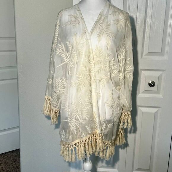 Lane Bryant plus size kinomo wrap lace embroidered lightweight cover up summer - Picture 1 of 7